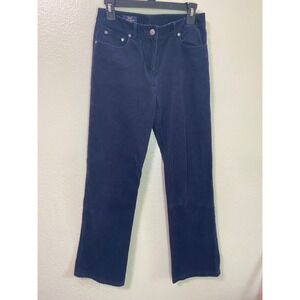 Brooks Brothers 346 Womens Navy Stretch Corduroy Straight Leg Pants Size 2 Y2K